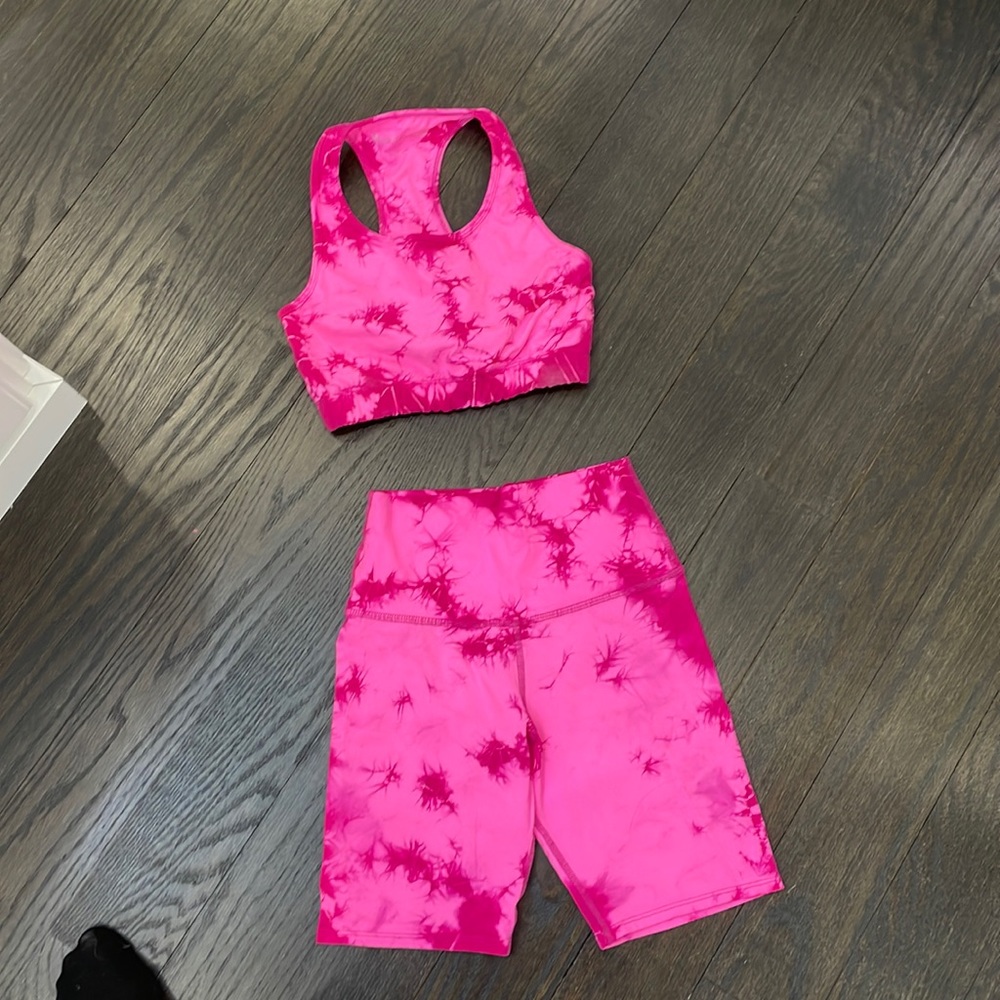 Electric rose tie dye set worn once